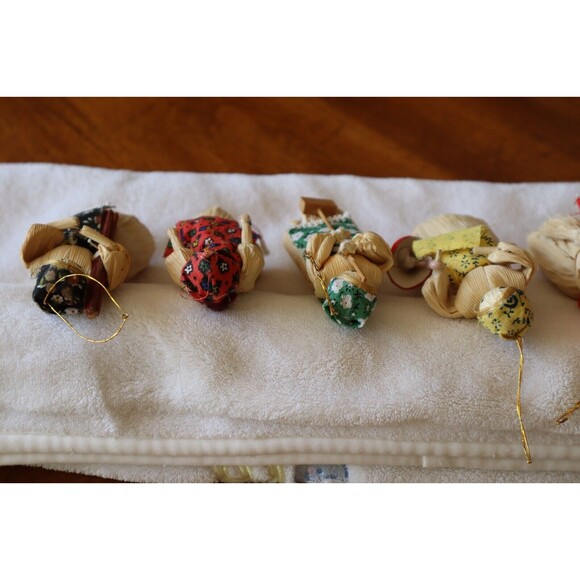 Lot of 8 Vintage Cornhusk Doll Ornaments Holiday Christmas Woman Rustic 4.2" - Picture 8 of 12